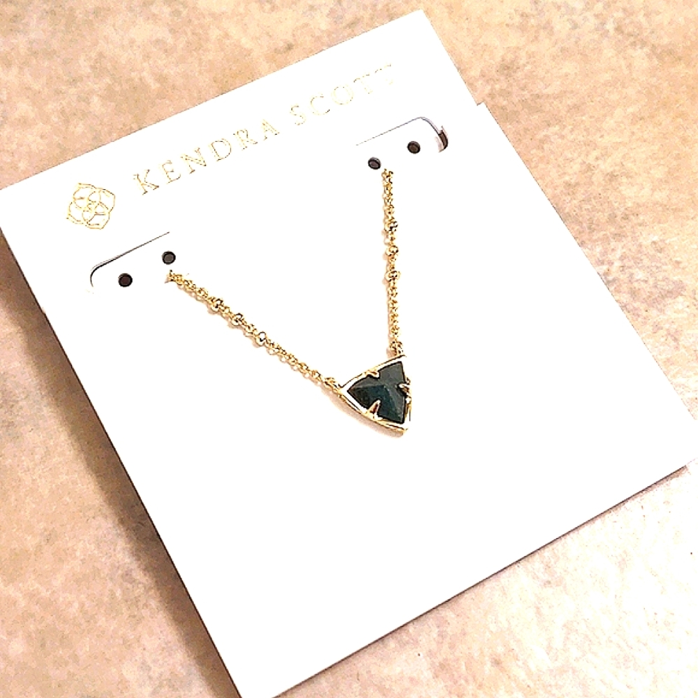 NEW Kendra Scott Perry Gold Pendant Necklace in Green Apatite